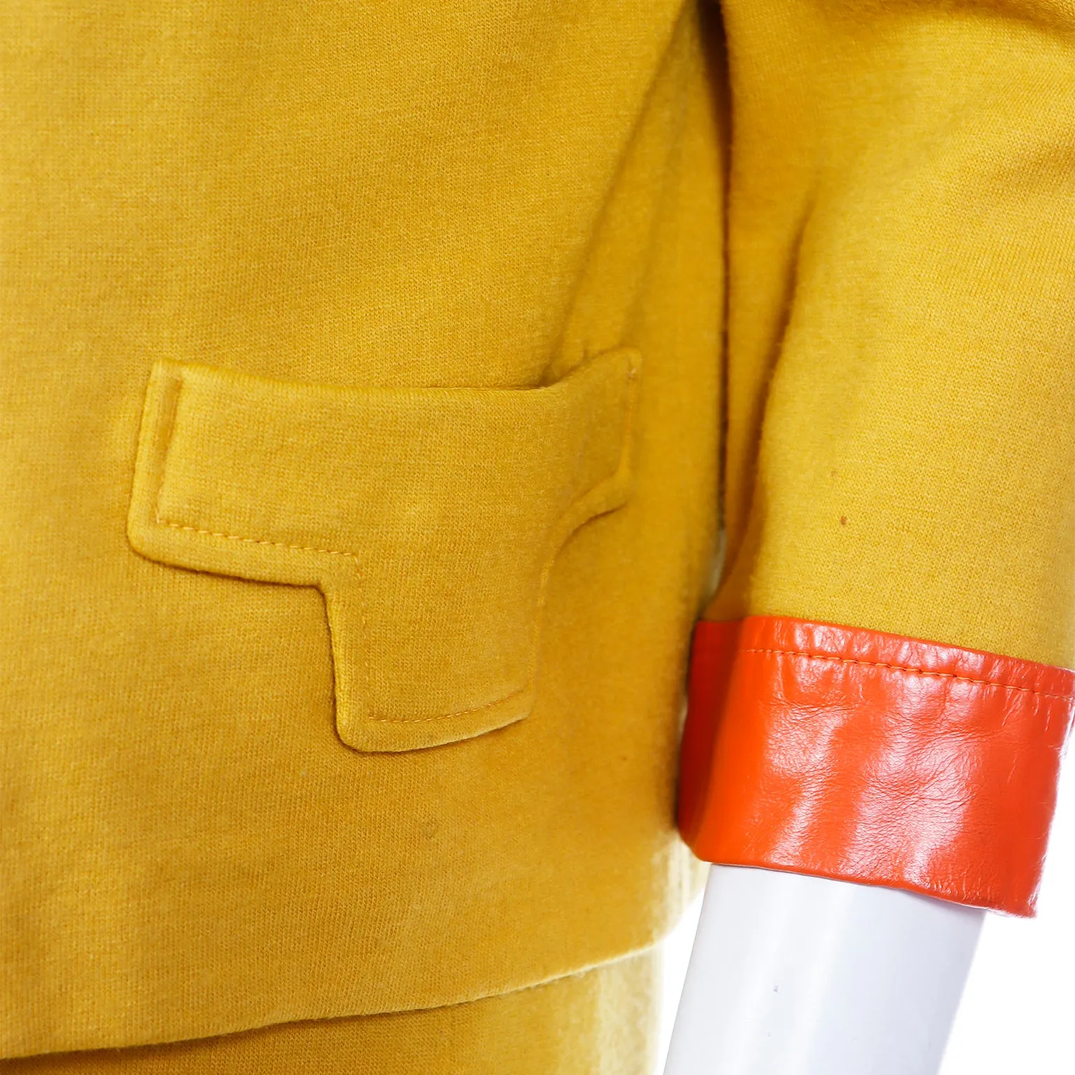 1960s Trompe L'oeil Mustard Yellow Orange & Purple Dress & Jacket