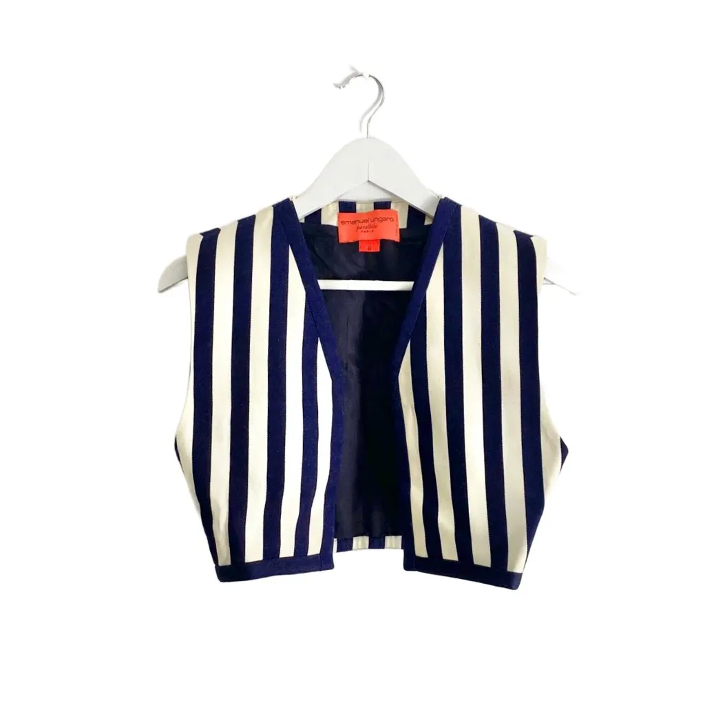 1980s EMANUEL UNGARO STRIPE CROPPED WAISTCOAT BOLERO