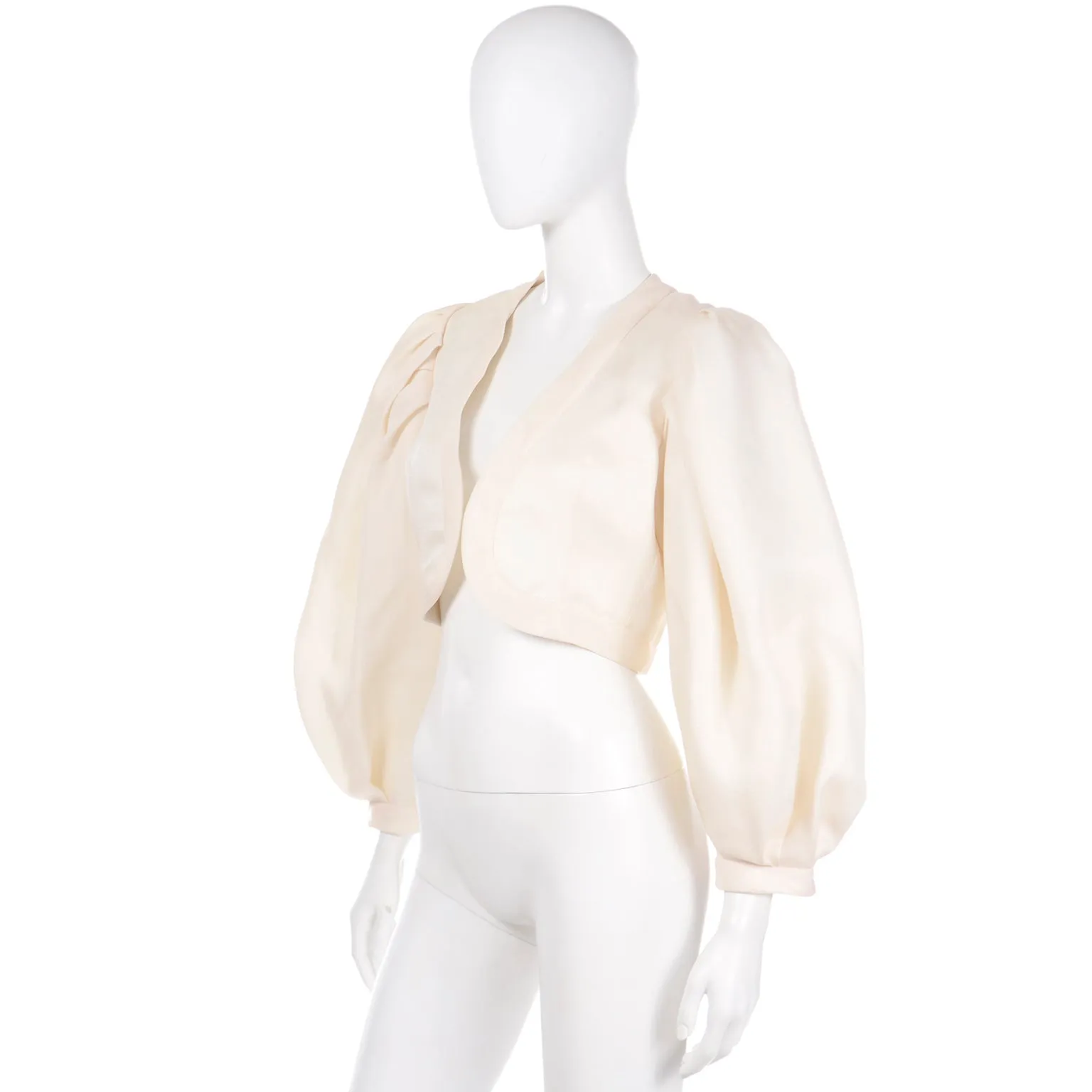 1990 S/S Yves Saint Laurent Cream Cropped Bolero Evening Jacket