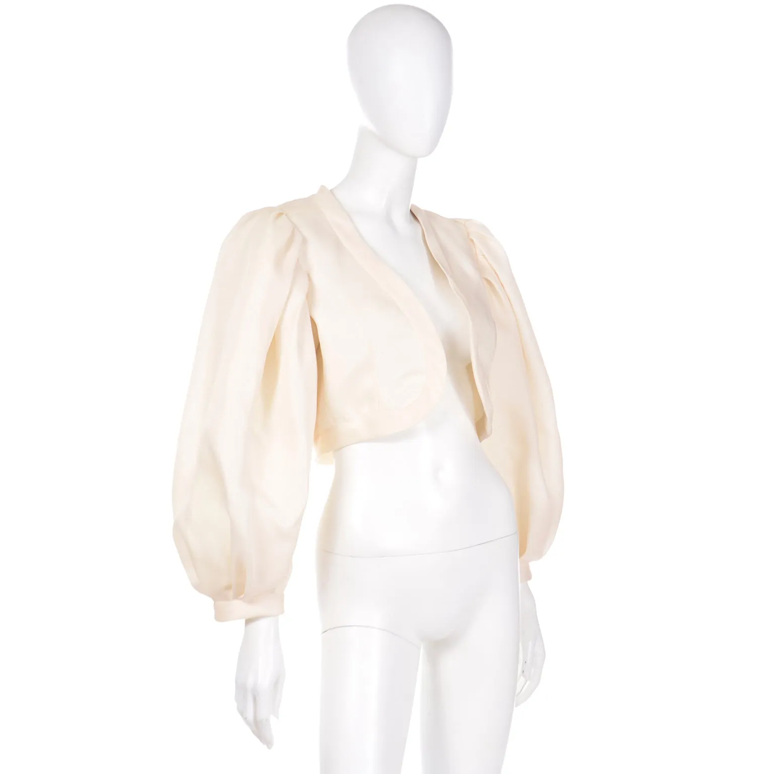 1990 S/S Yves Saint Laurent Cream Cropped Bolero Evening Jacket