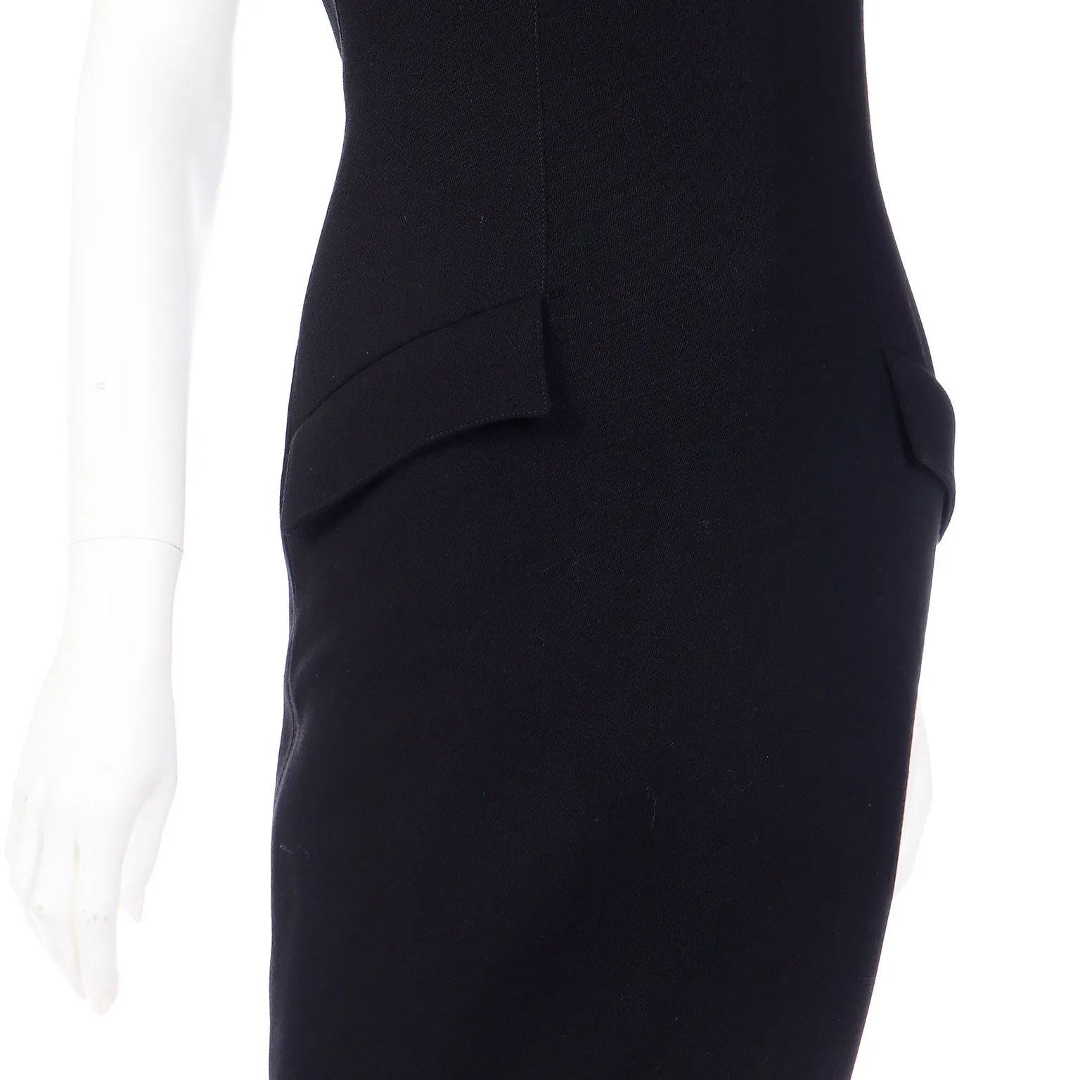 1990s Valentino Boutique Vintage Black Dress With Rhinestone Zipper