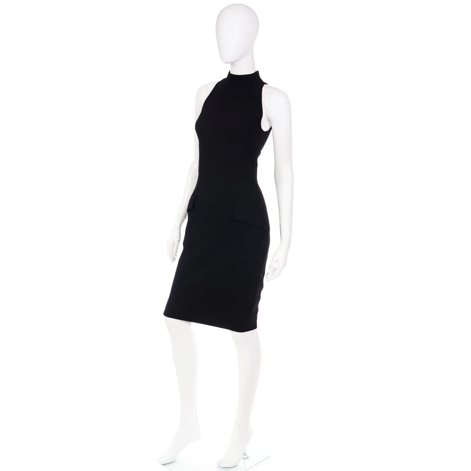 1990s Valentino Boutique Vintage Black Dress With Rhinestone Zipper