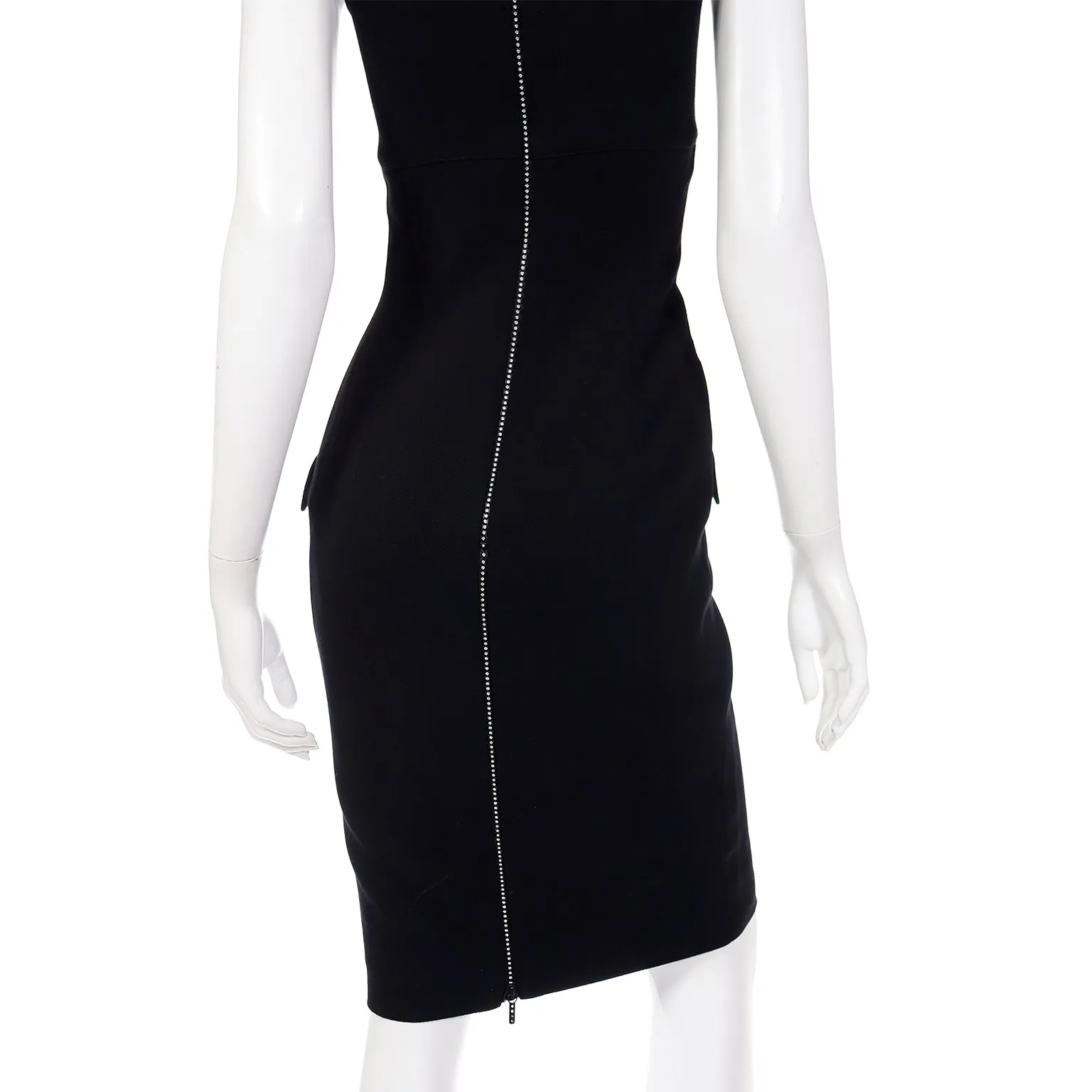 1990s Valentino Boutique Vintage Black Dress With Rhinestone Zipper