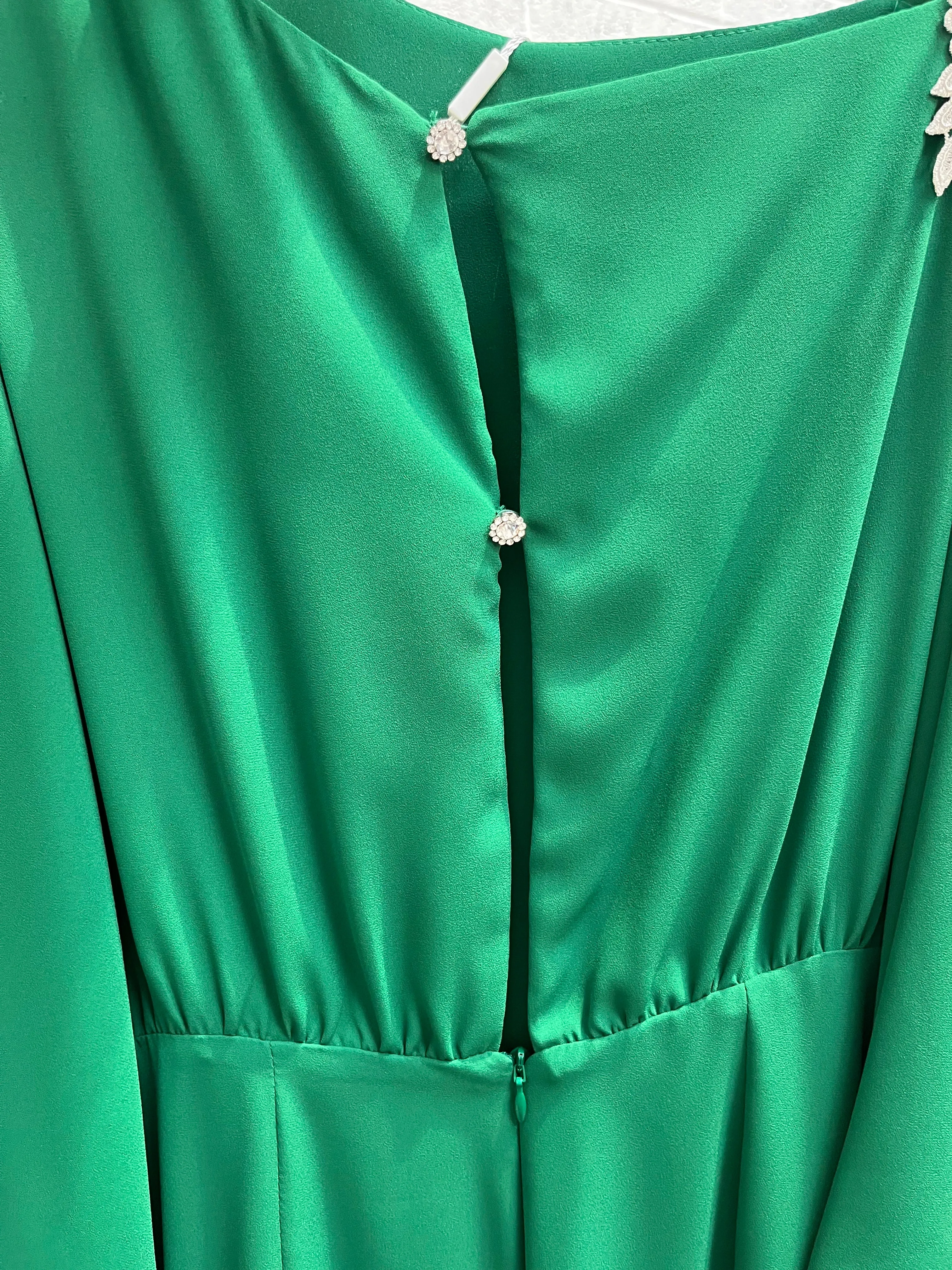 4-A1007 Mara Green Cold Shoulder Dress