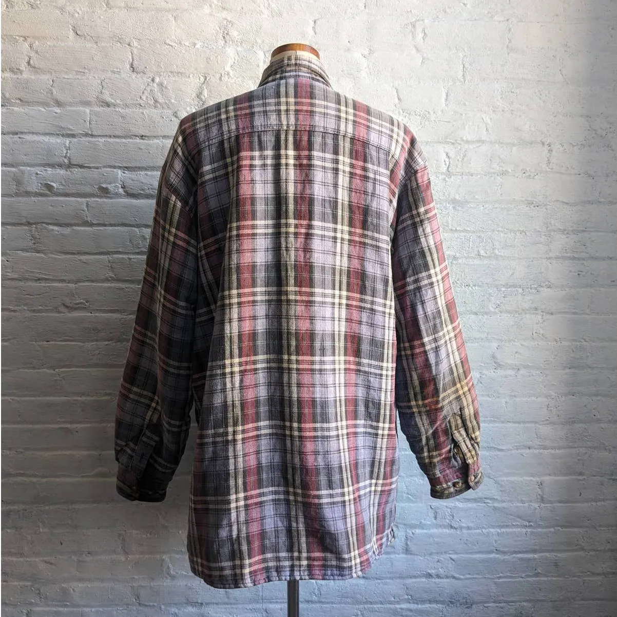 90s Vintage Grunge Plaid Flannel Utility Blanket Thermal Oversize Coat Jacket