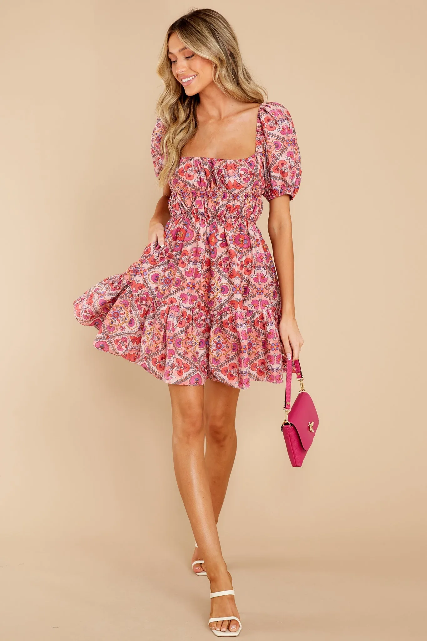 A New World Pink Multi Print Cotton Dress