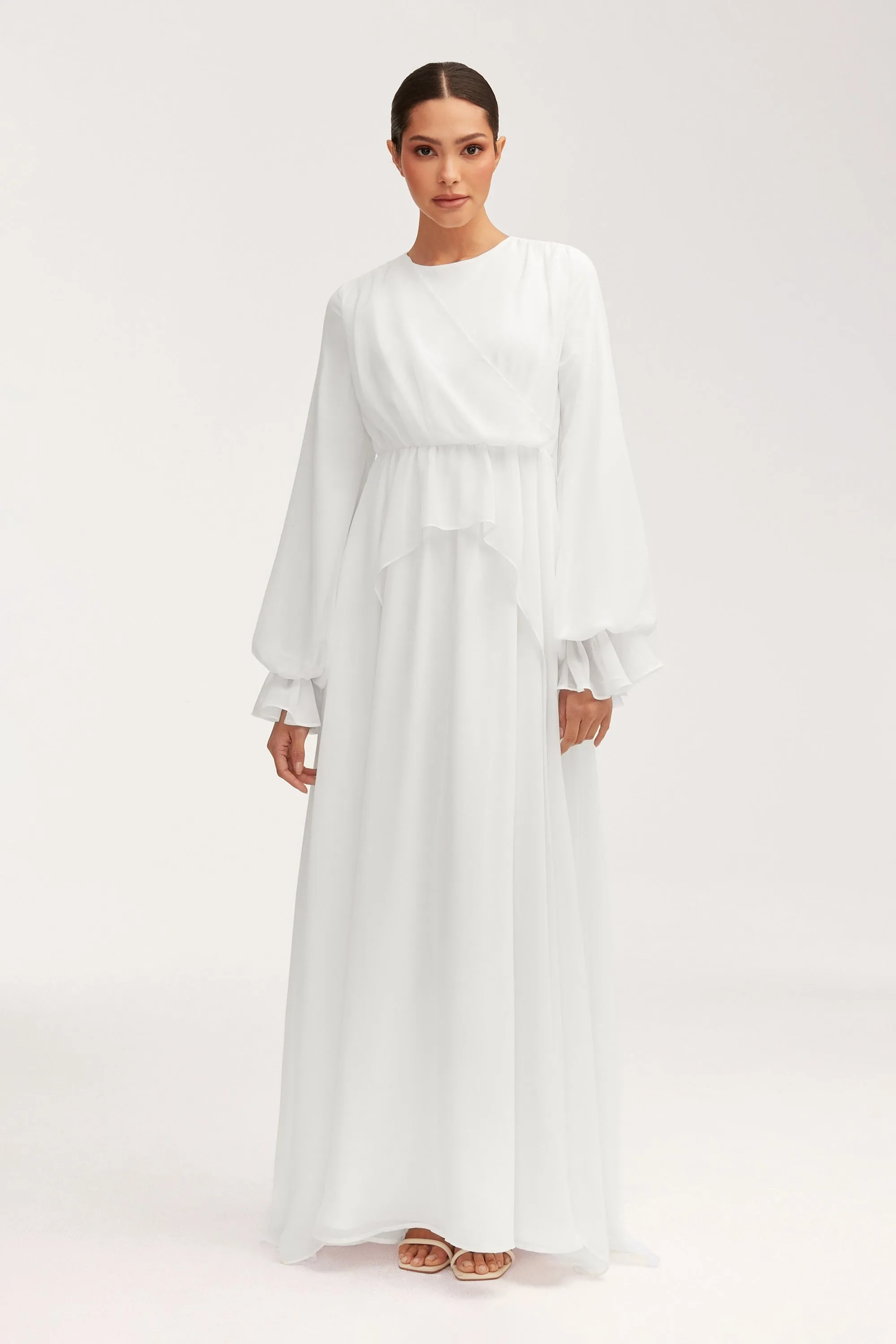 Aara Chiffon Maxi Dress - White