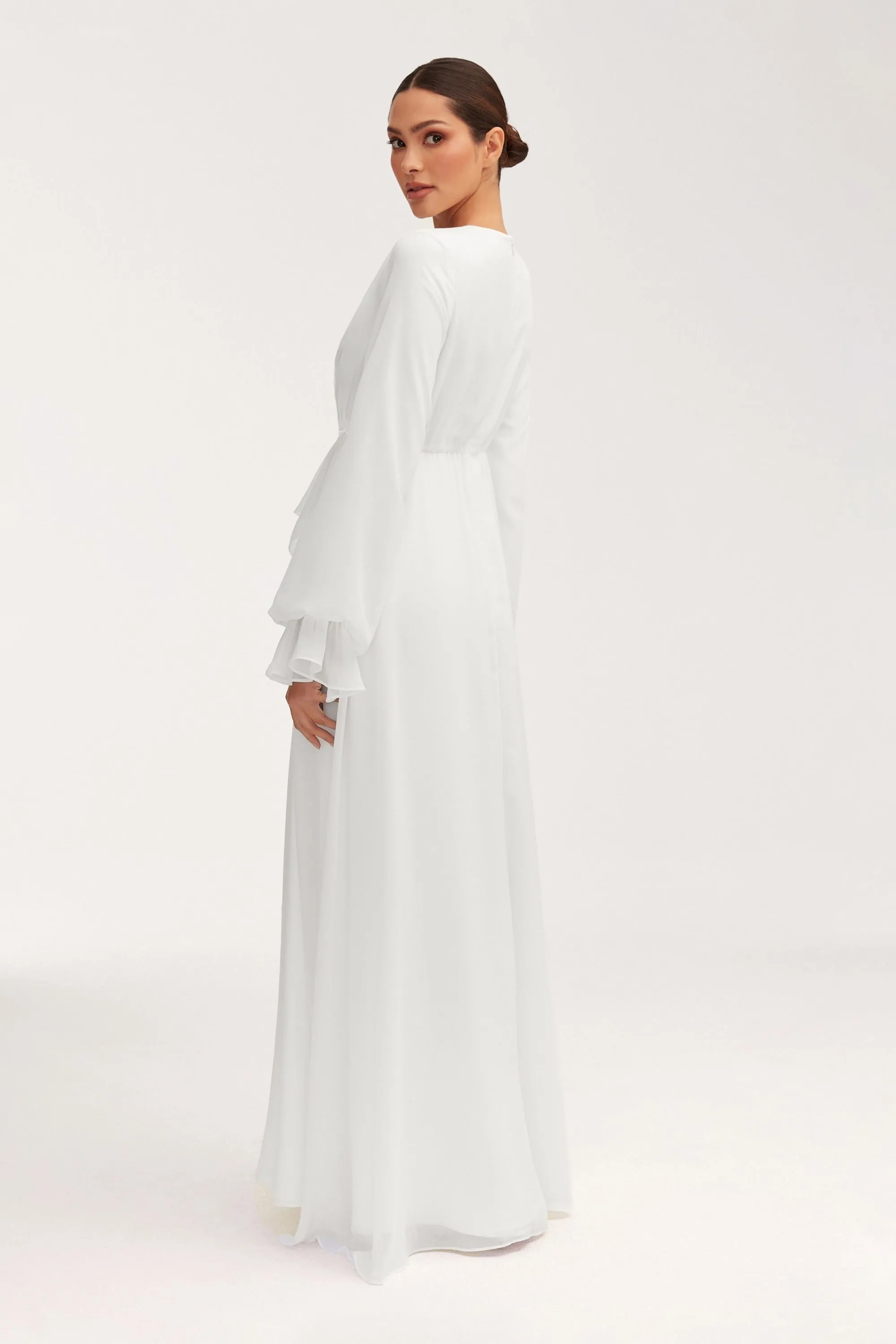 Aara Chiffon Maxi Dress - White