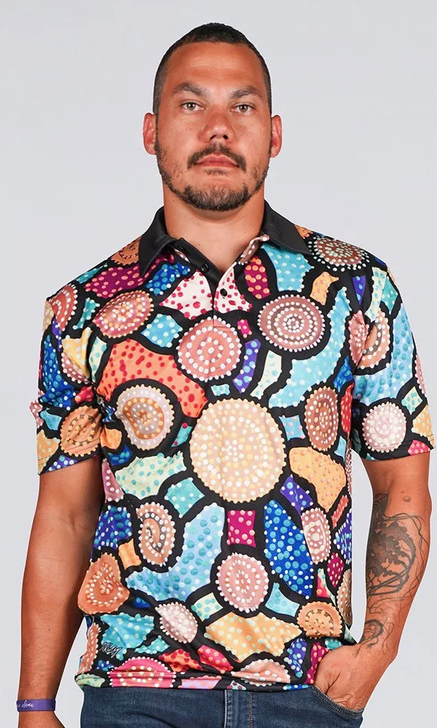 Aboriginal Art  Unisex Polo Connection to Country