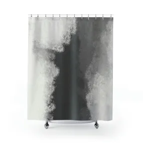 abstract boho shower curtain | Black Gray Ombre Minimalist