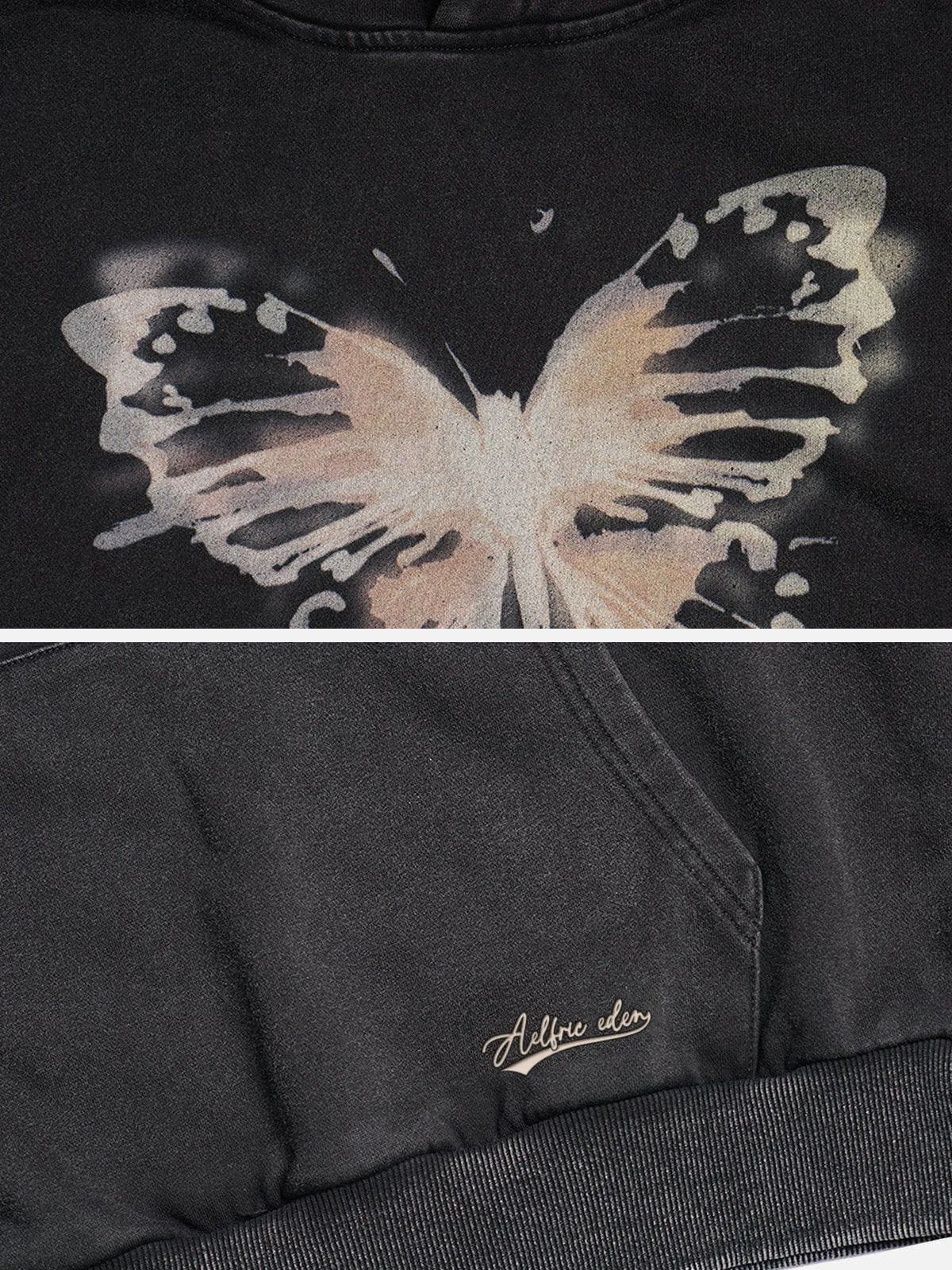 Aelfric Eden Washed Butterfly Print Hoodie