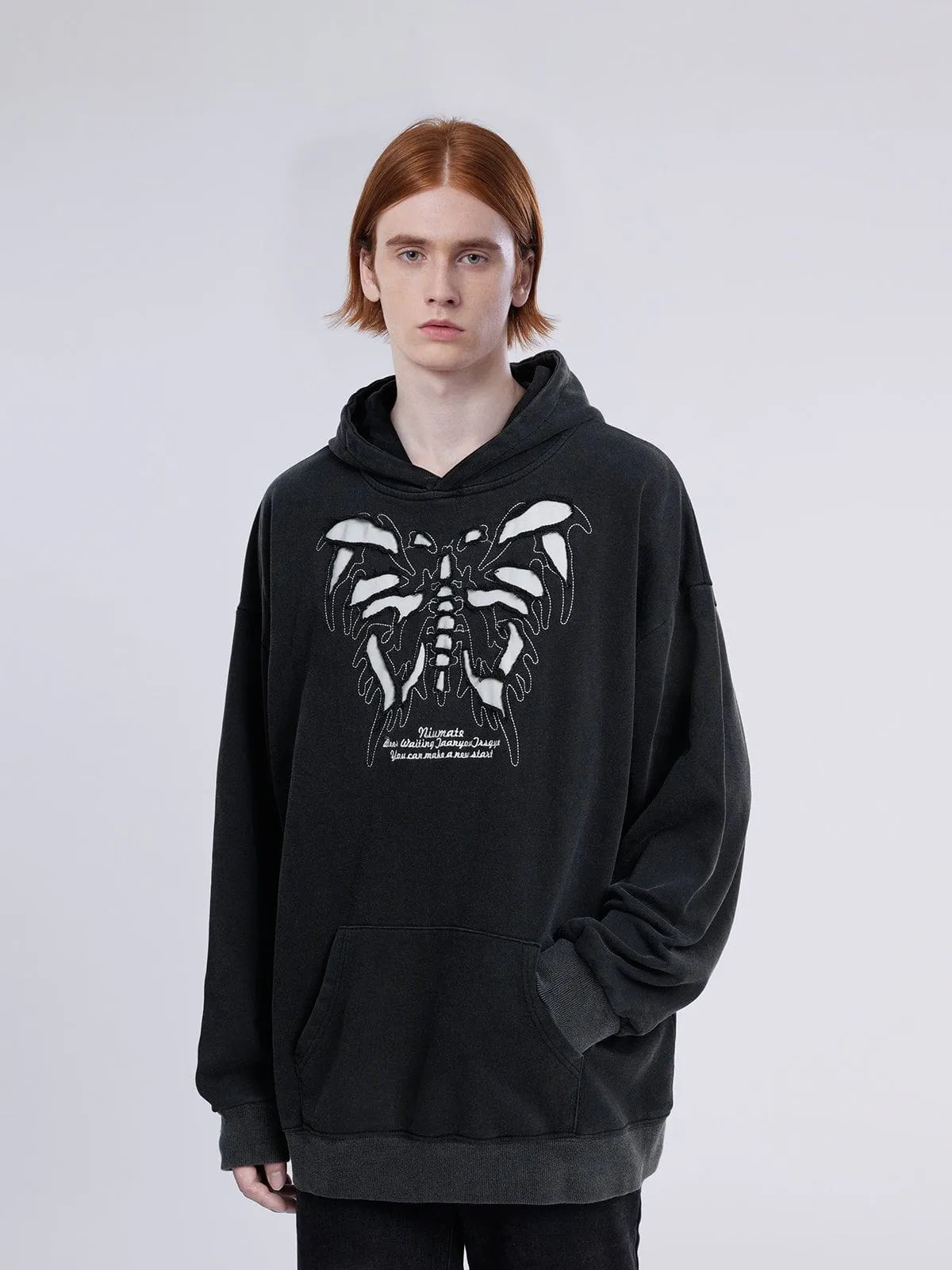 Aelfric Eden Washed Skeleton Butterfly Hoodie