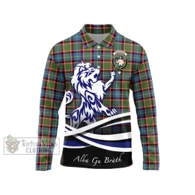 Aikenhead Tartan Long Sleeve Polo Shirt with Alba Gu Brath Regal Lion Emblem