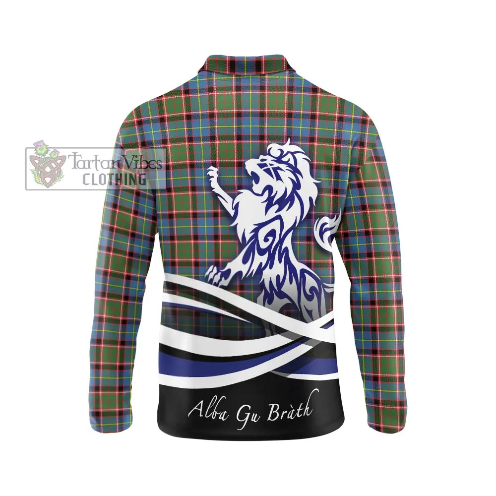 Aikenhead Tartan Long Sleeve Polo Shirt with Alba Gu Brath Regal Lion Emblem