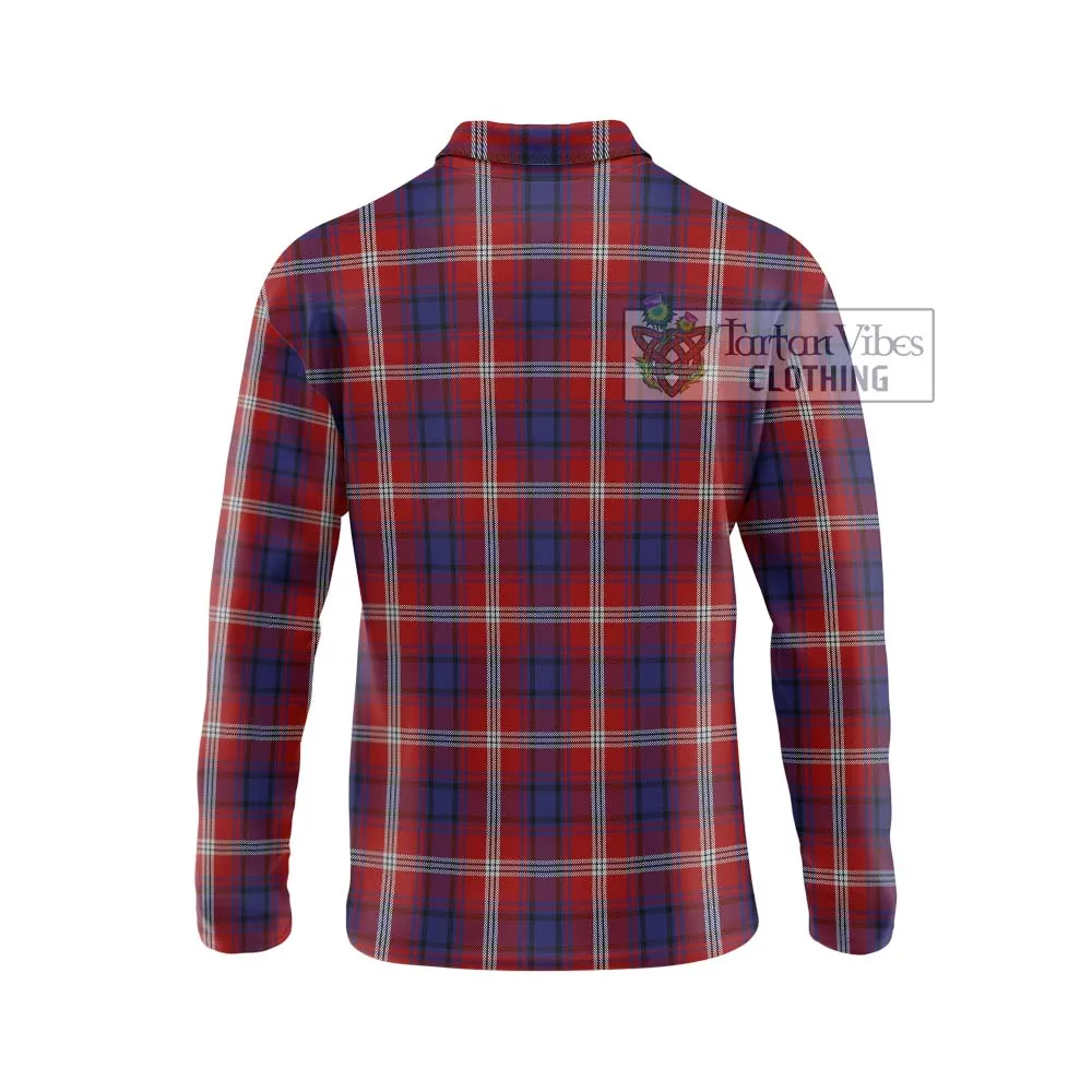 Ainslie Tartan Long Sleeve Polo Shirt with Family Crest DNA In Me Style