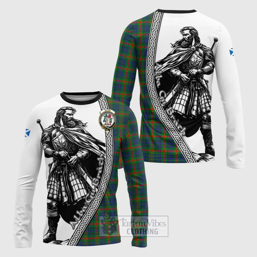 Aiton Tartan Clan Crest Long Sleeve T-Shirt with Highlander Warrior Celtic Style