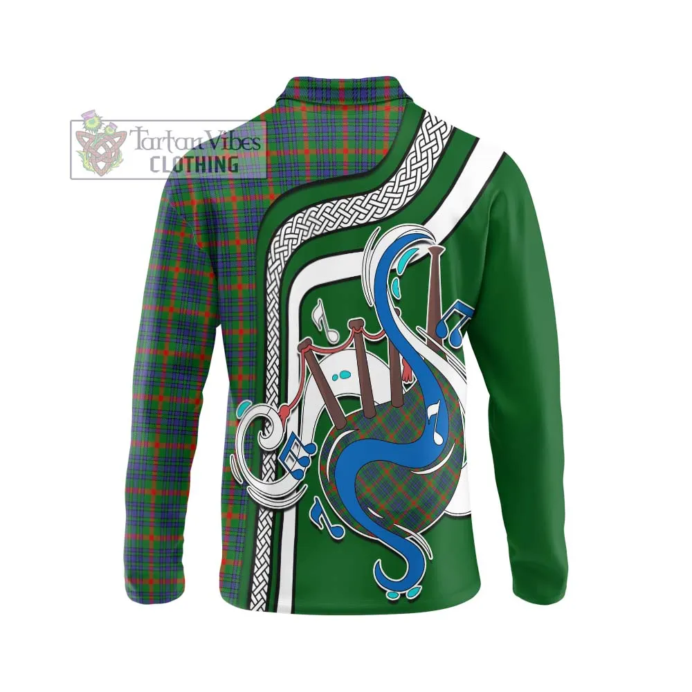 Aiton Tartan Long Sleeve Polo Shirt with Epic Bagpipe Style