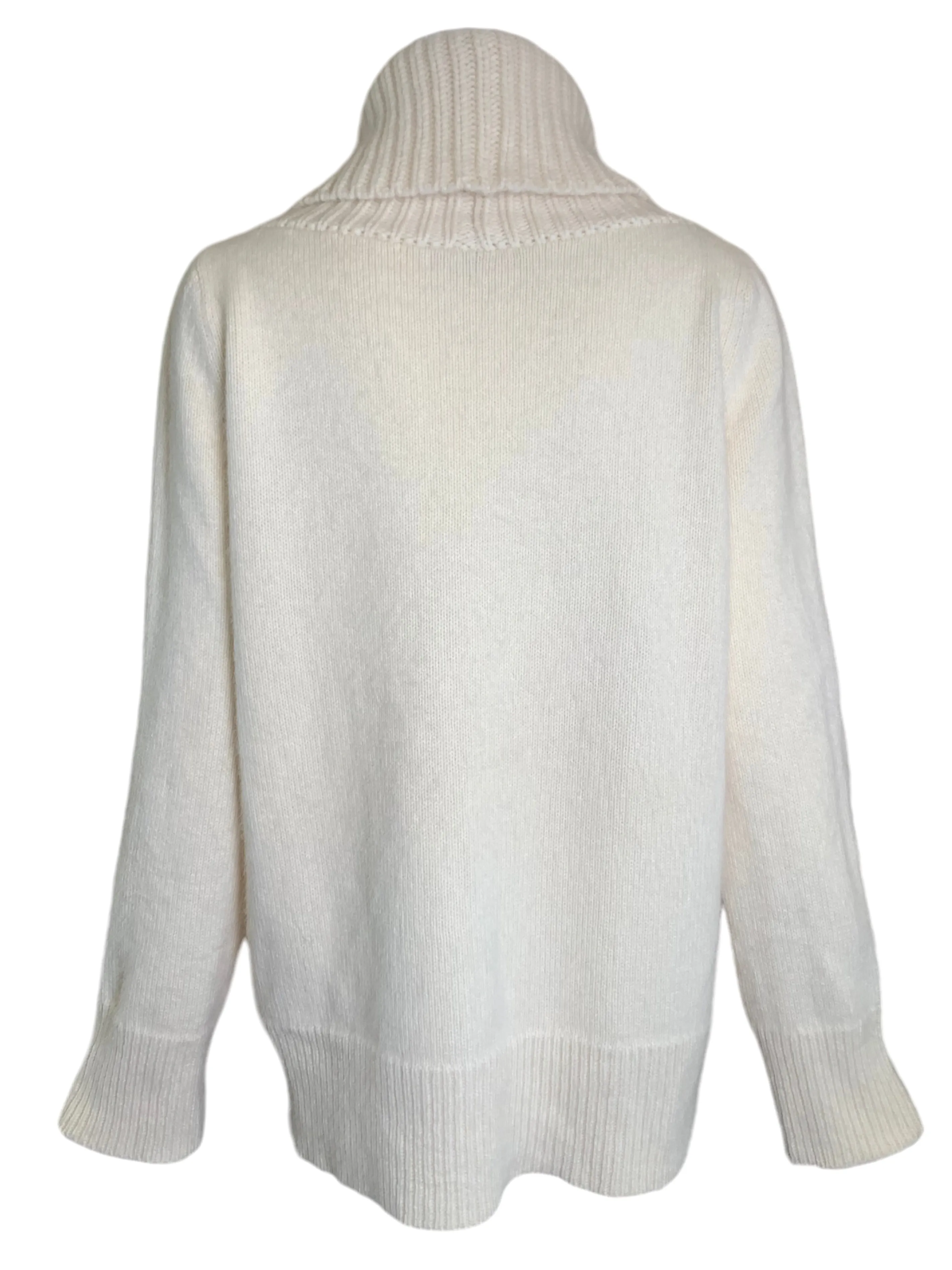 Alexander McQueen Cream Chunky Knit Turtle-Neck Angora Wool Sweater