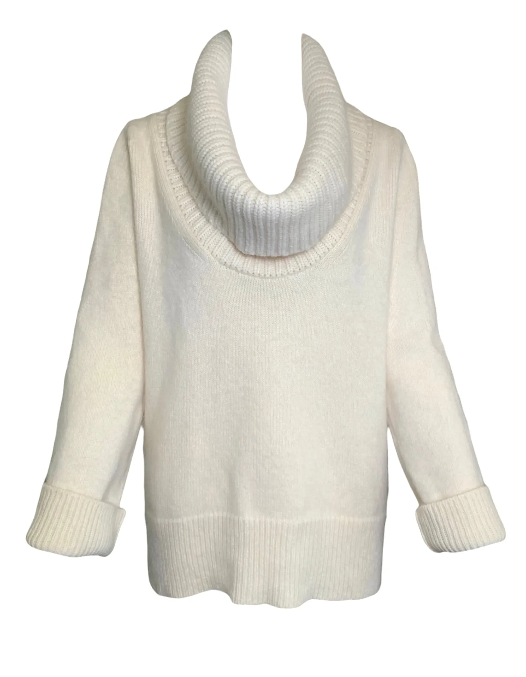 Alexander McQueen Cream Chunky Knit Turtle-Neck Angora Wool Sweater