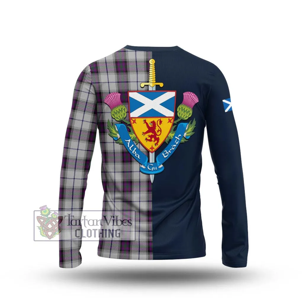 Alexander of Menstry Dress Tartan Long Sleeve T-Shirt Alba with Scottish Lion Royal Arm Half Style