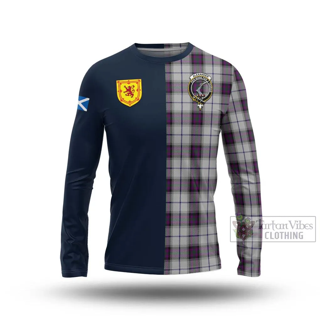 Alexander of Menstry Dress Tartan Long Sleeve T-Shirt Alba with Scottish Lion Royal Arm Half Style