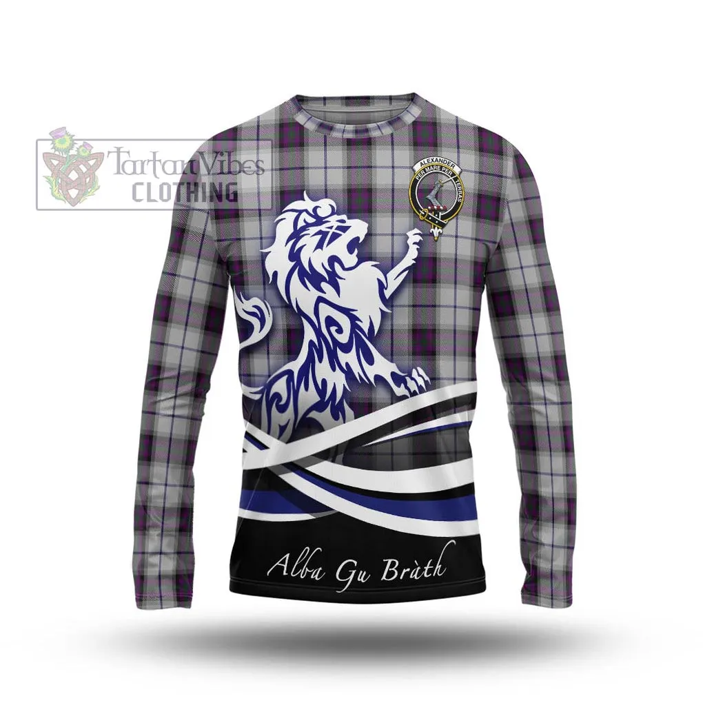 Alexander of Menstry Dress Tartan Long Sleeve T-Shirt with Alba Gu Brath Regal Lion Emblem