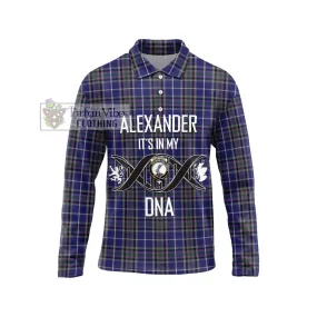 Alexander of Menstry Tartan Long Sleeve Polo Shirt with Family Crest DNA In Me Style