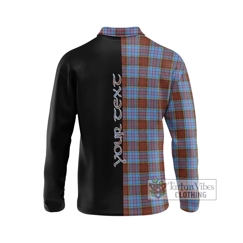 Anderson Modern Tartan Long Sleeve Polo Shirt with Family Crest and Half Of Me Style