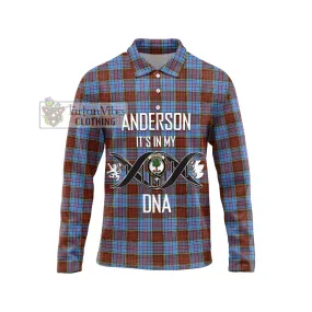 Anderson Modern Tartan Long Sleeve Polo Shirt with Family Crest DNA In Me Style