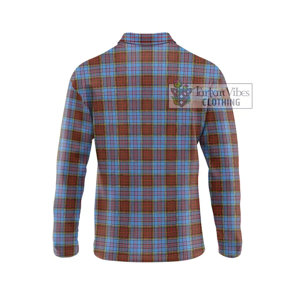 Anderson Modern Tartan Long Sleeve Polo Shirt with Family Crest DNA In Me Style