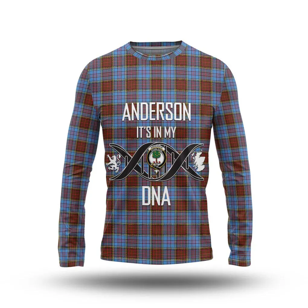 Anderson Modern Tartan Long Sleeve T-Shirt with Family Crest DNA In Me Style