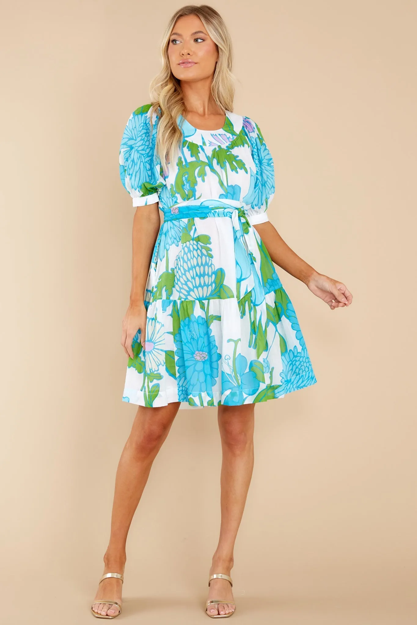 Anna Mod Floral Aqua Dress