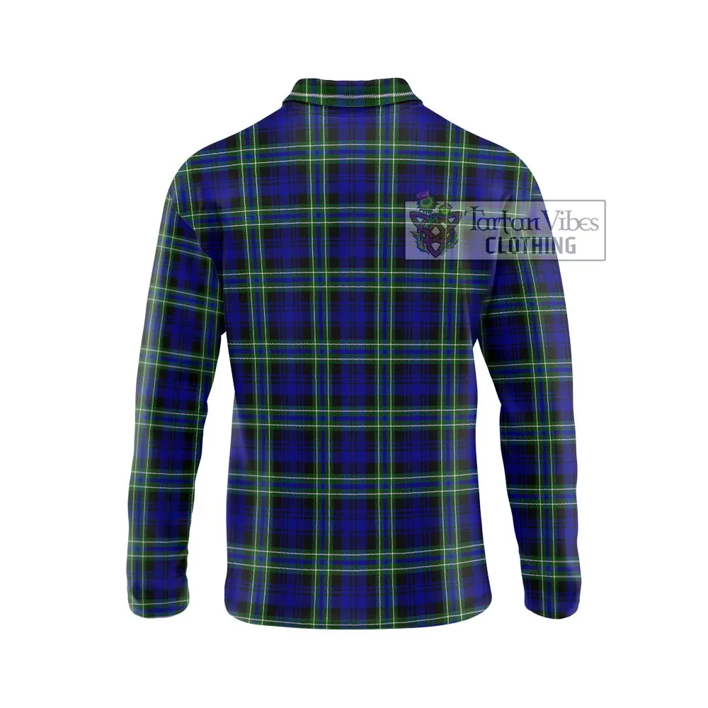 Arbuthnot Modern Tartan Long Sleeve Polo Shirt with Family Crest DNA In Me Style