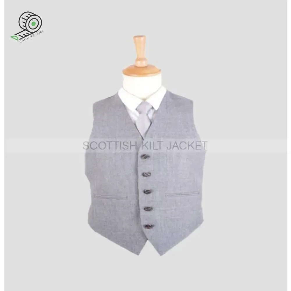 Arrochar Wool Tweed Vest in Light Grey