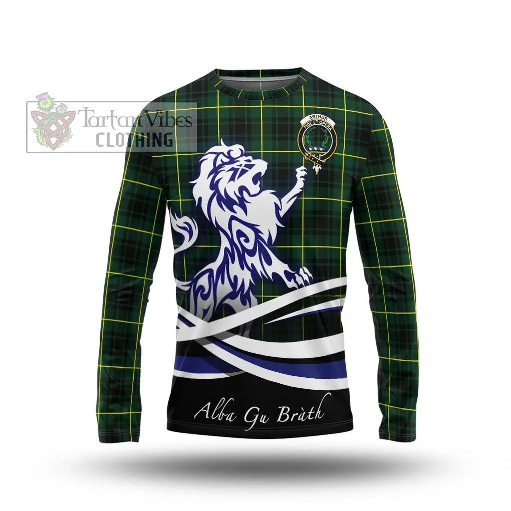 Arthur Modern Tartan Long Sleeve T-Shirt with Alba Gu Brath Regal Lion Emblem