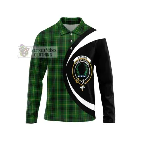 Arthur Tartan Long Sleeve Polo Shirt with Family Crest Circle Style