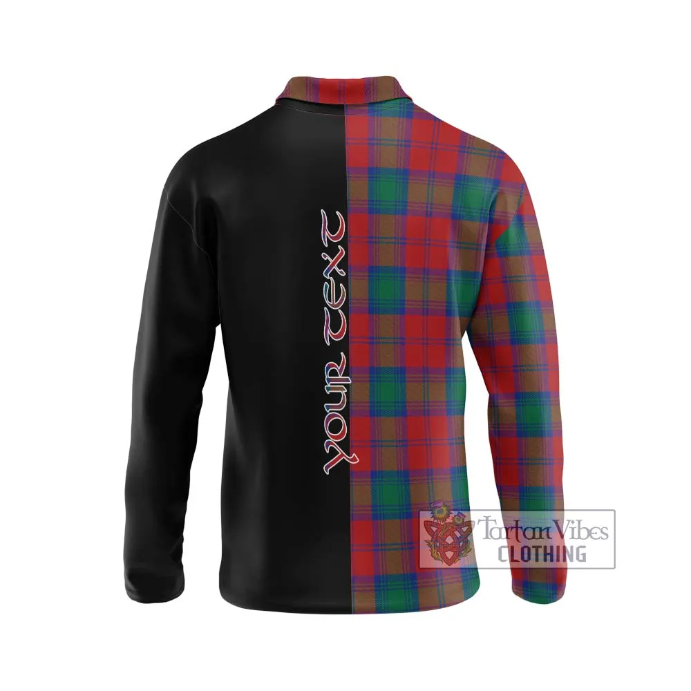 Auchinleck (Affleck) Tartan Long Sleeve Polo Shirt with Family Crest and Half Of Me Style