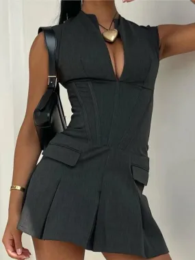 Autumn Allure: Seductive Deep V Neck Bodycon Dress