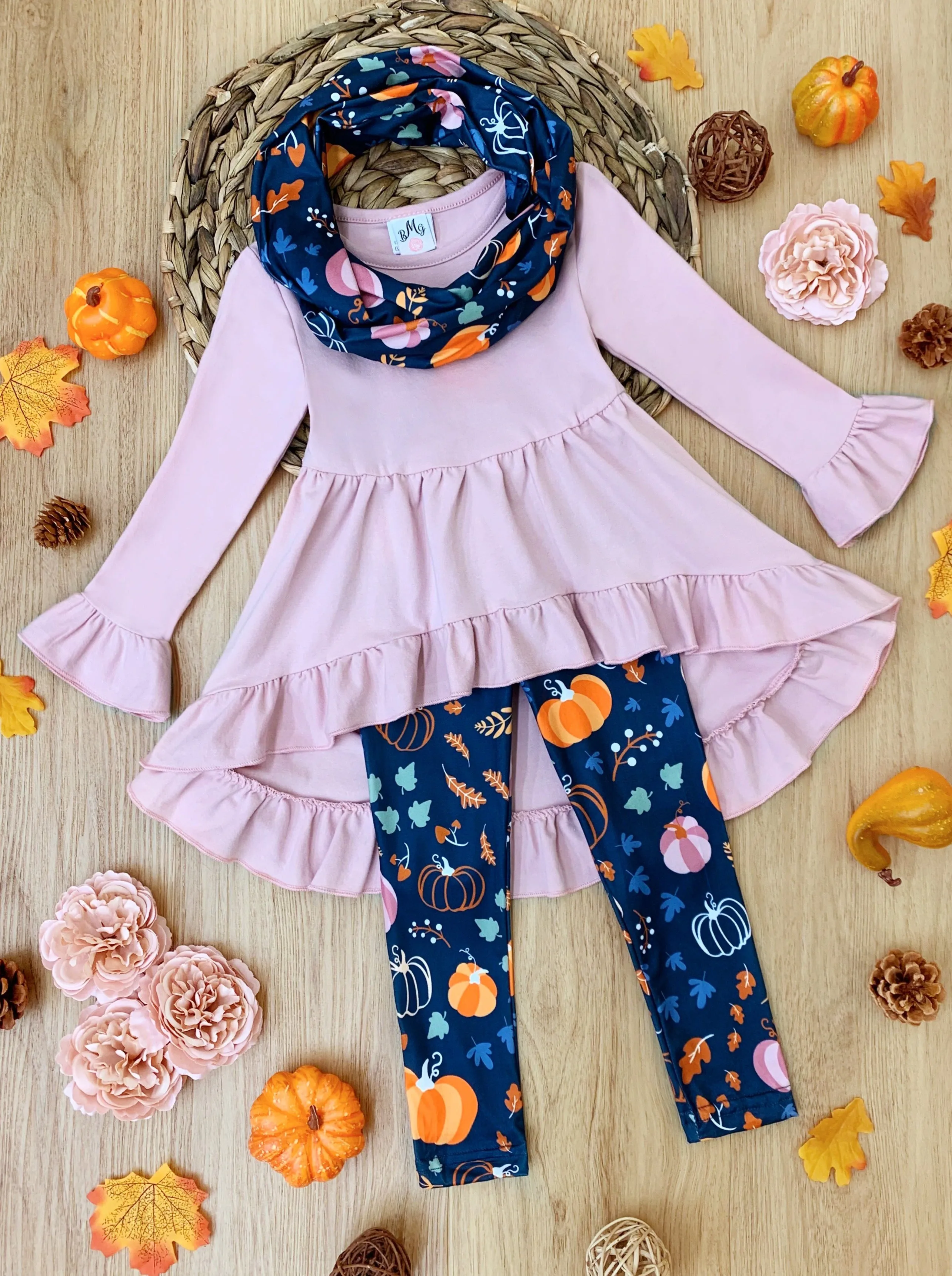 Awesome Autumn Tunic, Leggings And Scarf Set