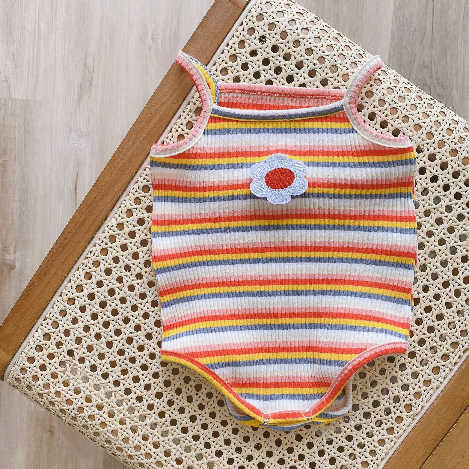 Baby Girl Candy Color Striped One-piece Romper For Girls