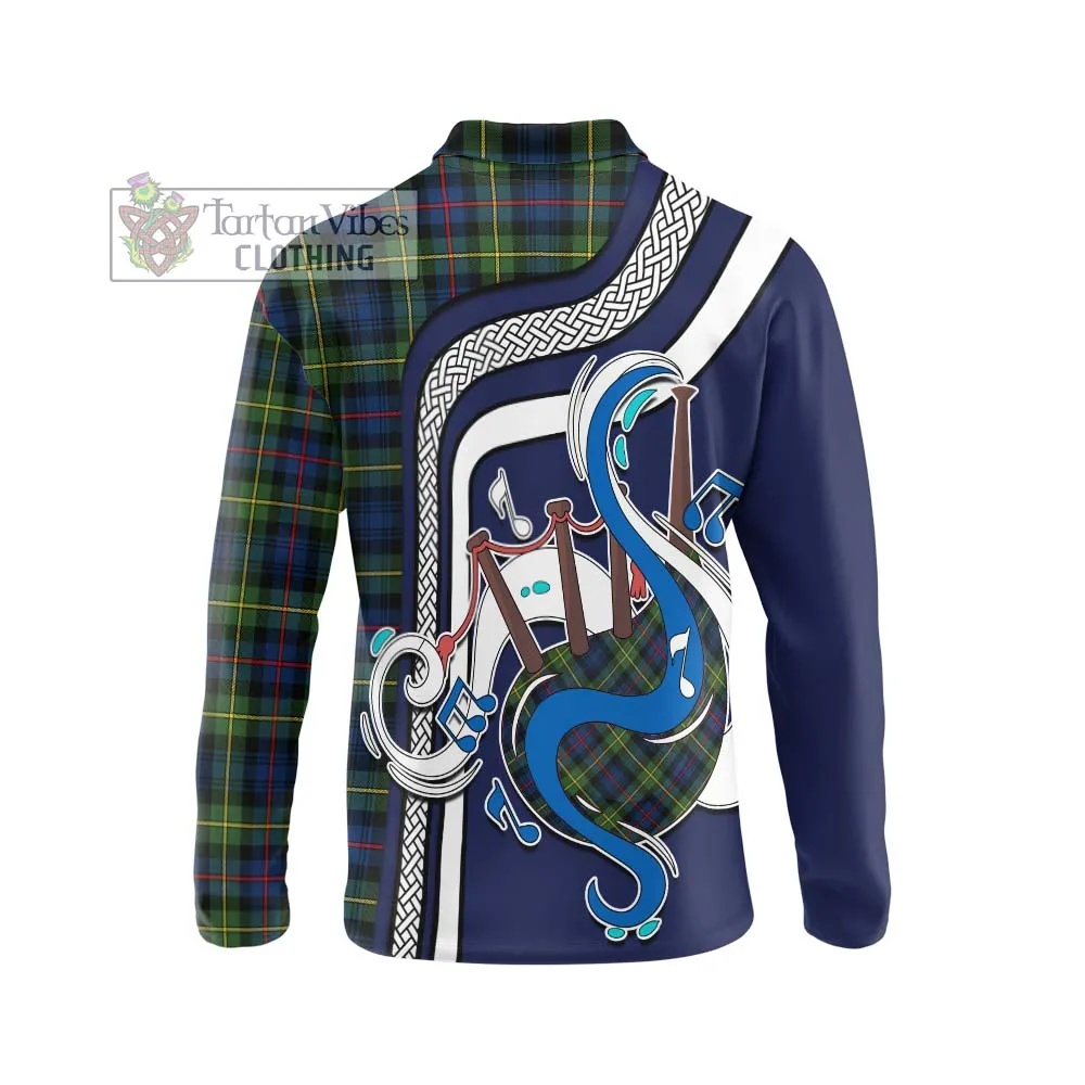 Bailey Modern Tartan Long Sleeve Polo Shirt with Epic Bagpipe Style