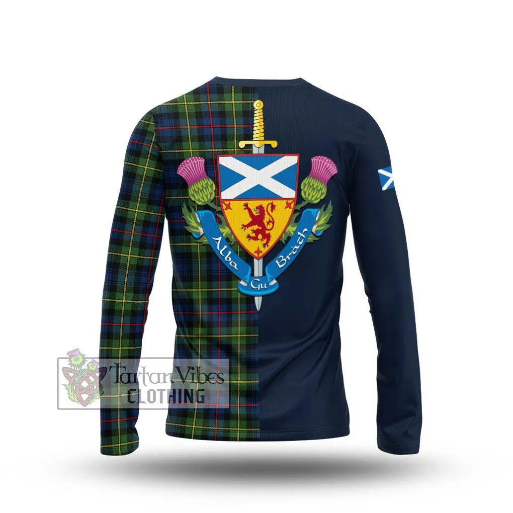 Bailey Modern Tartan Long Sleeve T-Shirt Alba with Scottish Lion Royal Arm Half Style