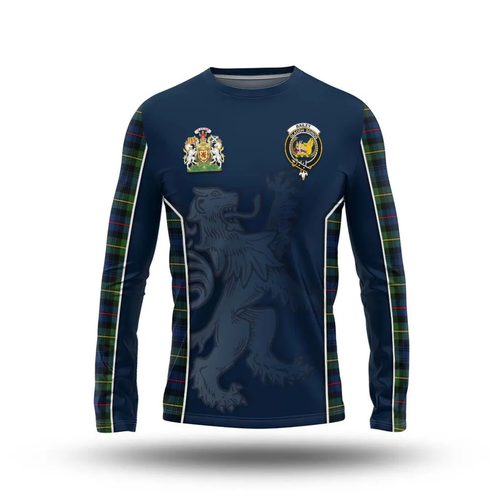 Bailey Modern Tartan Long Sleeve T-Shirt with Family Crest and Lion Rampant Vibes Sport Style