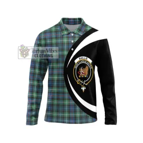 Baillie Ancient Tartan Long Sleeve Polo Shirt with Family Crest Circle Style