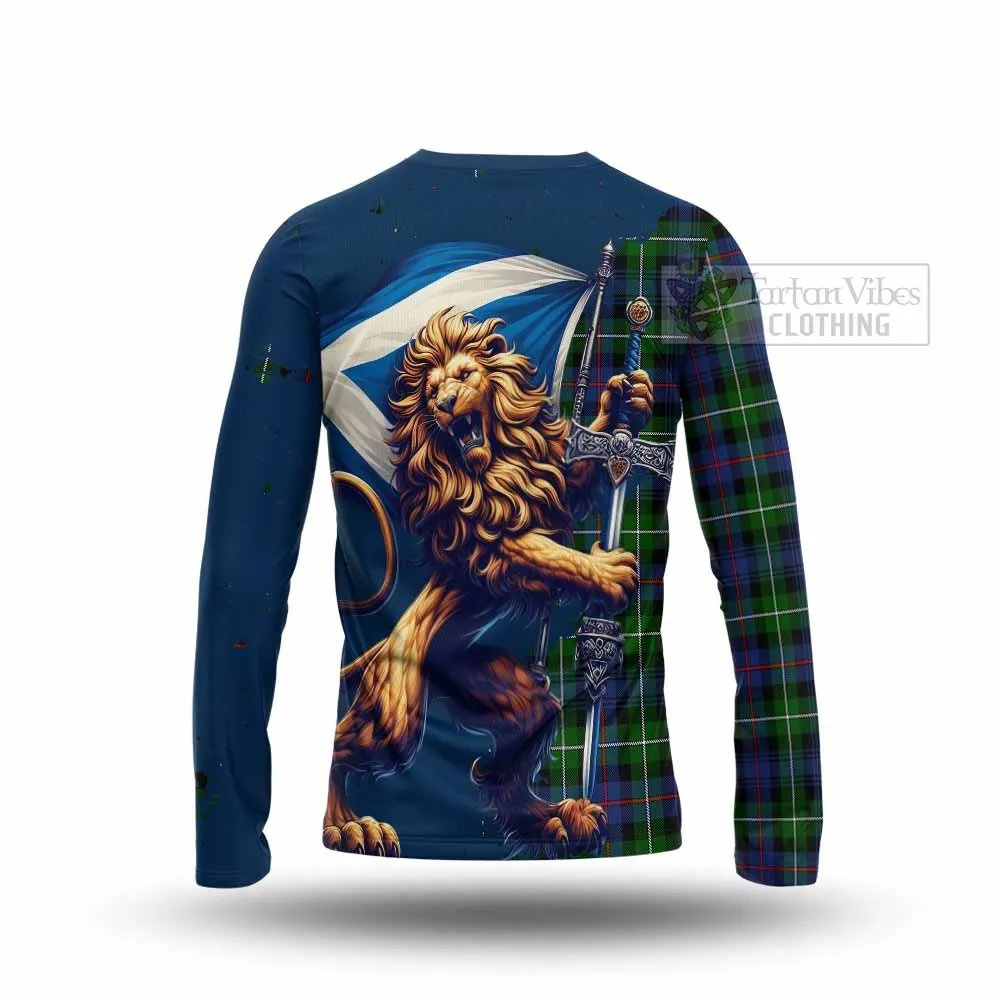 Baillie (Bailey) Tartan Family Crest Long Sleeve T-Shirt with Scottish Majestic Lion