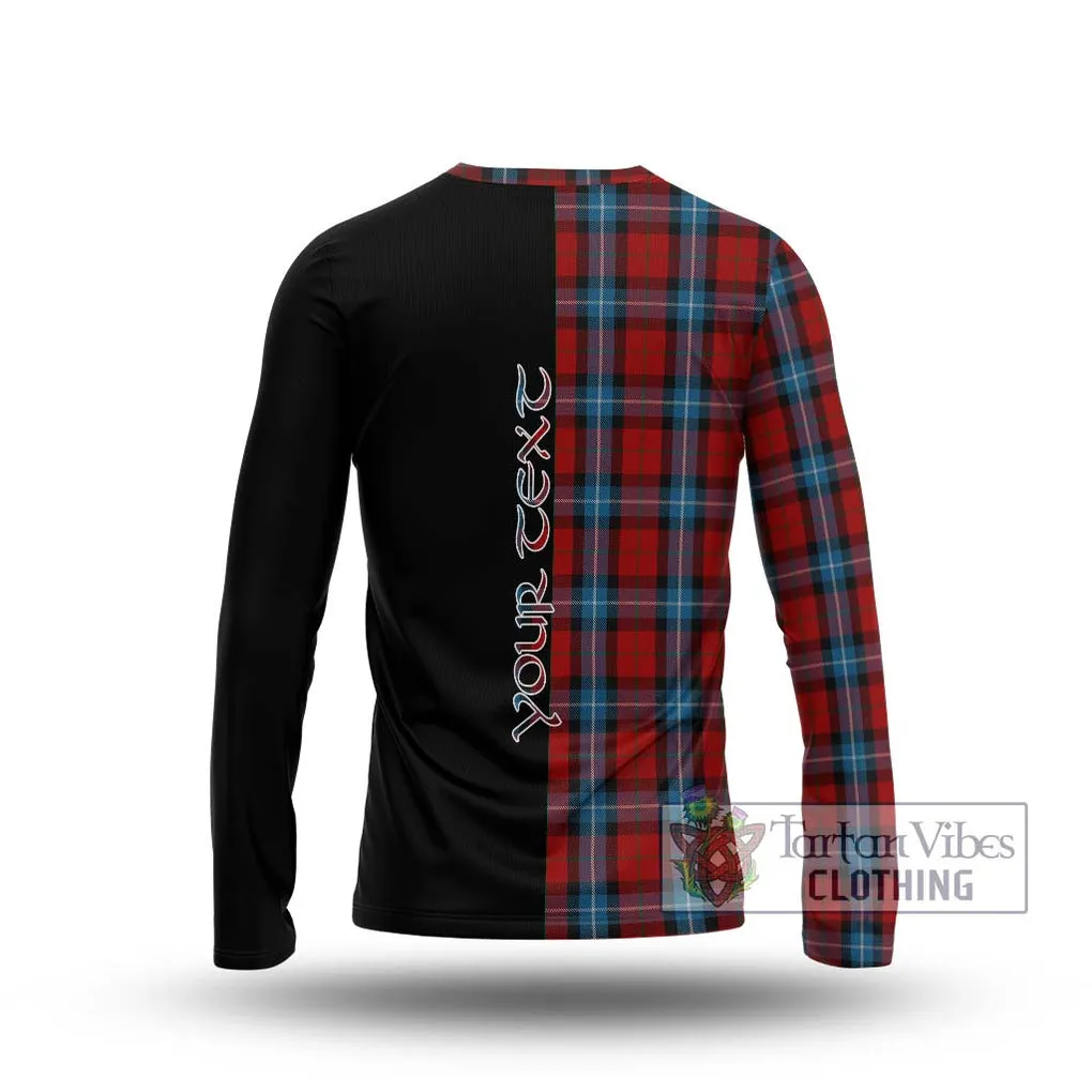 Baillie of Polkemmet Red Tartan Long Sleeve T-Shirt with Family Crest and Half Of Me Style