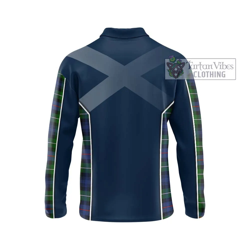 Baillie Tartan Long Sleeve Polo Shirt with Family Crest and Lion Rampant Vibes Sport Style