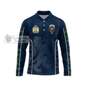 Baillie Tartan Long Sleeve Polo Shirt with Family Crest and Lion Rampant Vibes Sport Style