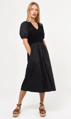 Barkley Crochet Knit Mix Poplin Dress