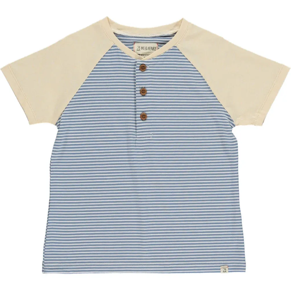 Beacon Blue/White Stripe Raglan Henley